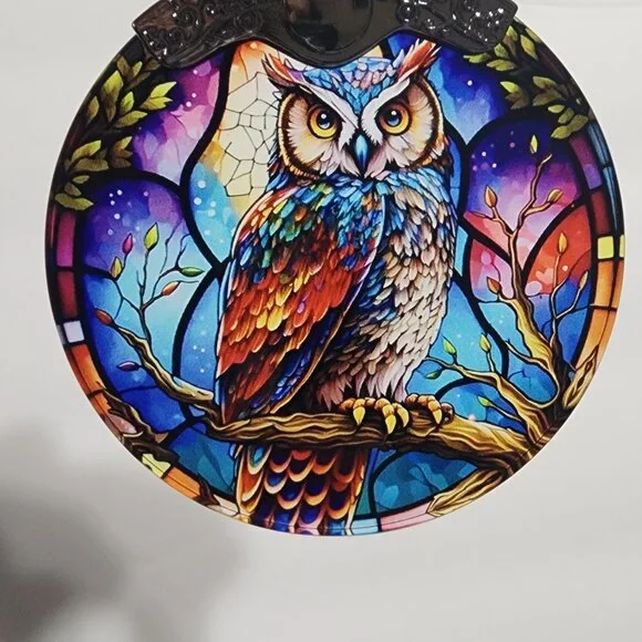 Owl Ornament Stained Glass Hanging Decor Holiday-Sun Catcher-Christmas - Picture 7 of 7